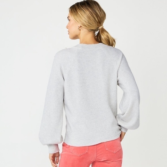 Draper James RSVP New Size L Light Gray Embellished Pearls Rhinestones Sweater - Picture 2 of 10